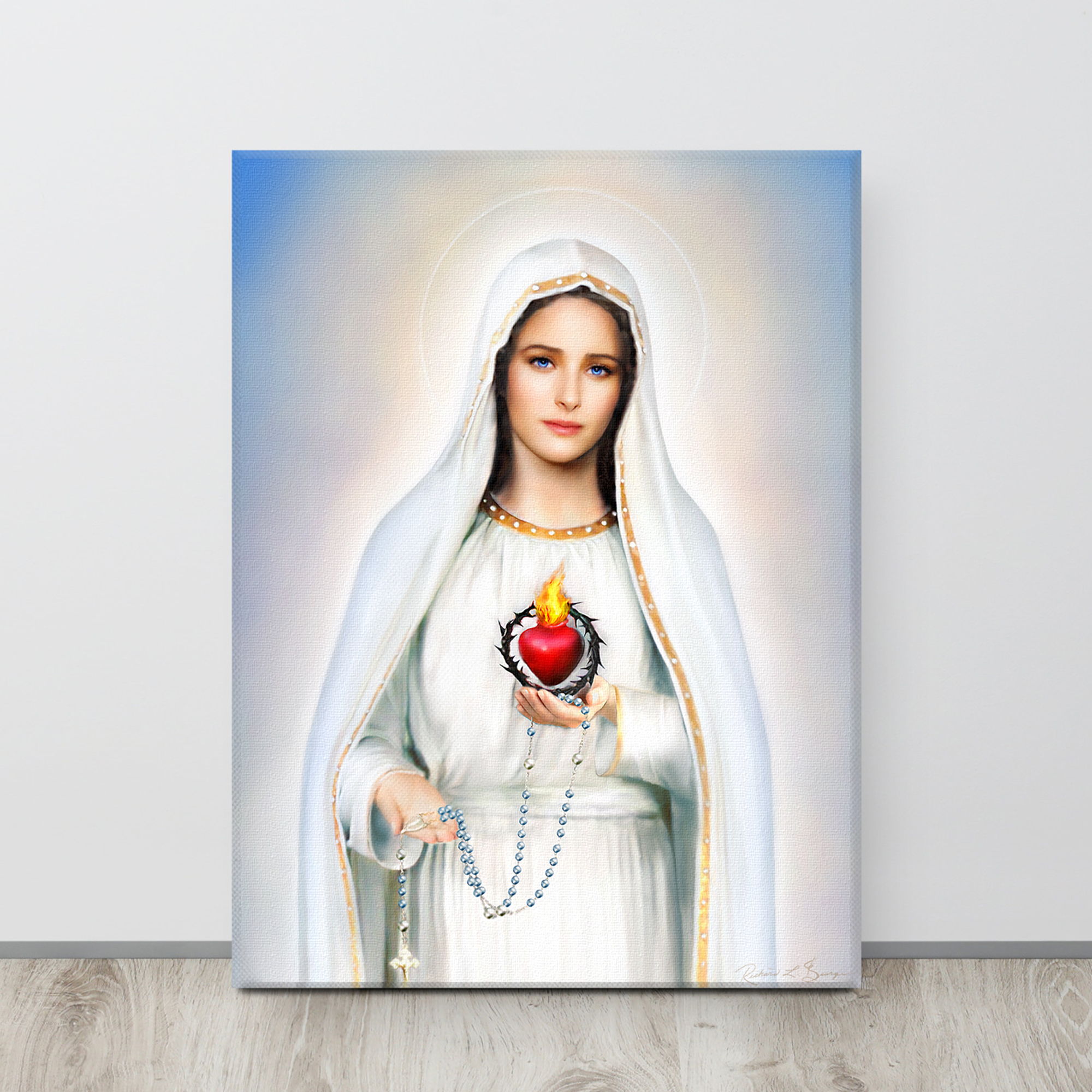 Our Lady of Fatima Immaculate Heart Blue Eyes canvas Display Image