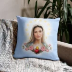 Most Loving Mother Brown Eyes Medjugorje pillow front display image