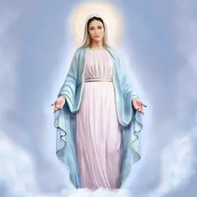 Image of the full figure Completed Image Our Lady of Medjugorje Tihaljina by religious artist Richard L George
