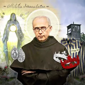 Image of Saint Maximilian Maria Kolbe by religious artist Richard L George Home Page display Image