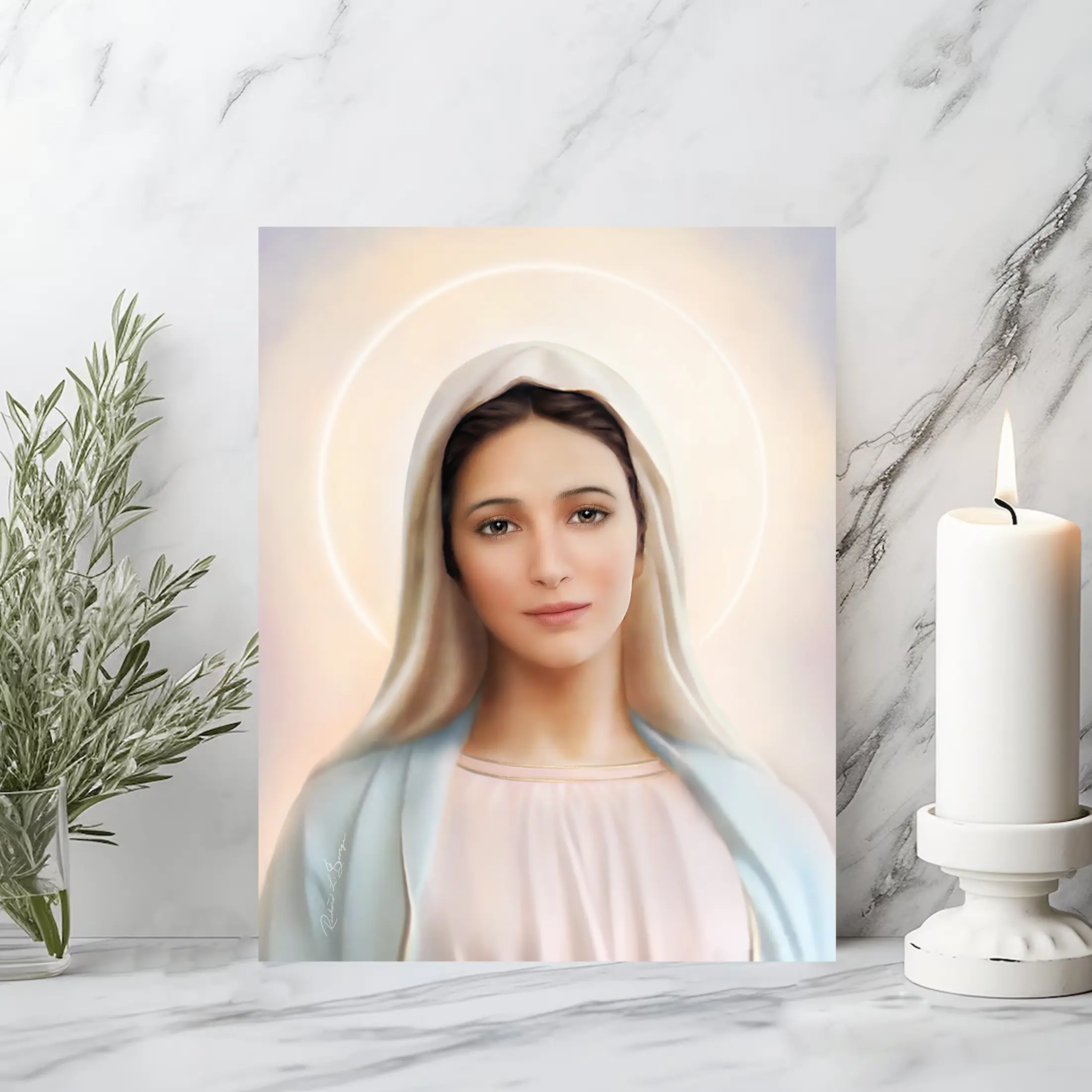 Fine art print of Our Blessed Mother Medjugorje Tihaljina by religious artist Richard L. George.