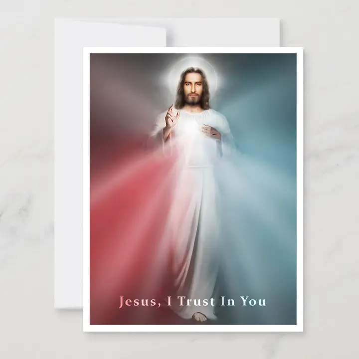 The Divine Mercy Image of Jesus Note Card with the Full Image display